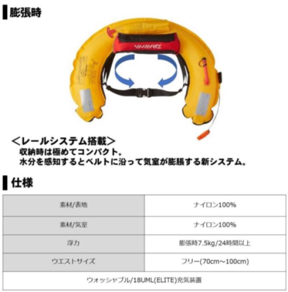 ダイワ コンパクトライフジャケット DF-2220（ウエストタイプ自動 ...