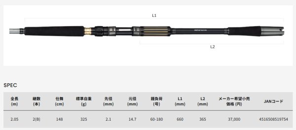 画像2: 《処分特価》アルファタックル 海人 kaijin 落し込み 73-205H (2)