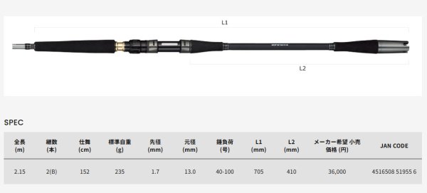 画像2: 《処分特価》アルファタックル 海人 kaijin 落し込み 73-215MH (2)