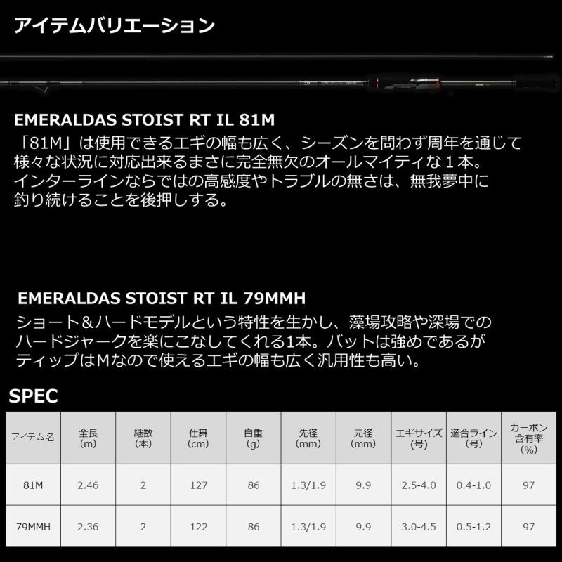 ダイワ エメラルダス ストイスト RT IL 81M - 上島釣具店