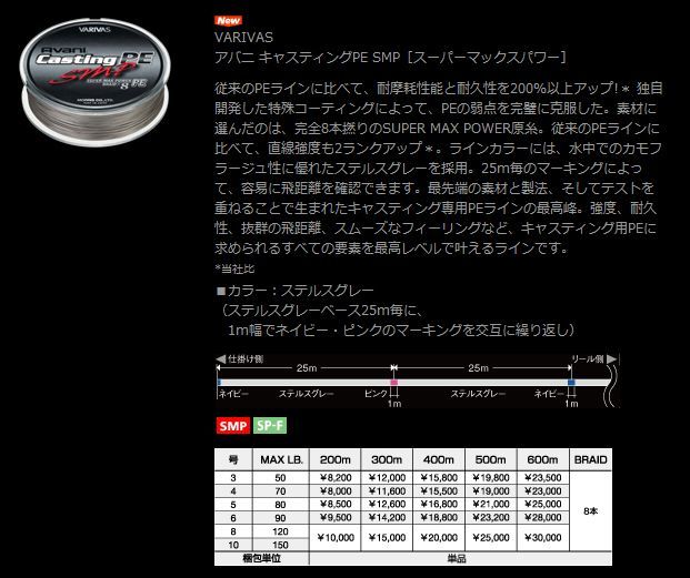 バリバス アバニキャスティングPE SMP 200ｍ - 上島釣具店